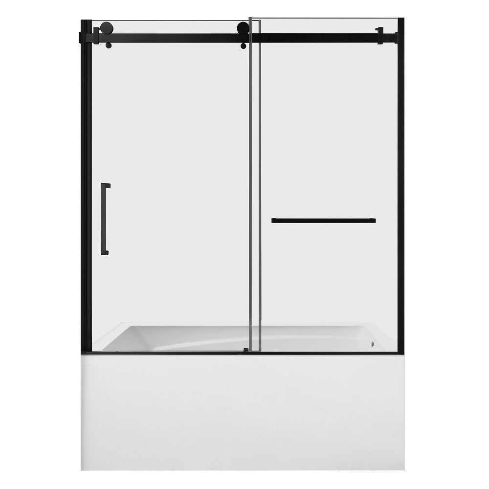 Kingston Brass KVTAM6032R22D0 60" Acrylic Rectangular 3-Wall Anti-Skid Alcove Tub Combo with Tub Door (Right Hand Drain), White/Matte Black