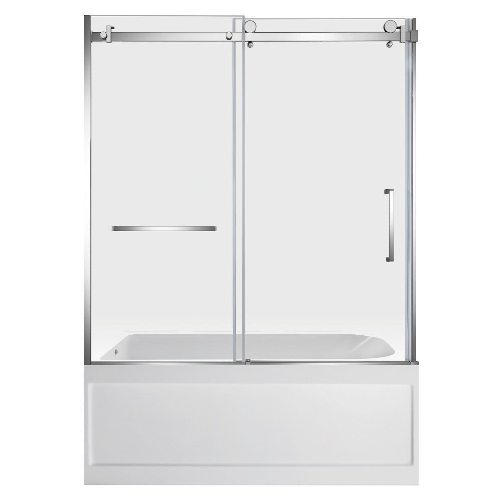Kingston Brass KVTAP6032L21A1 60" Acrylic Rectangular 3-Wall Anti-Skid Alcove Tub Combo with Tub Door (Left Hand Drain), White/Polished Chrome