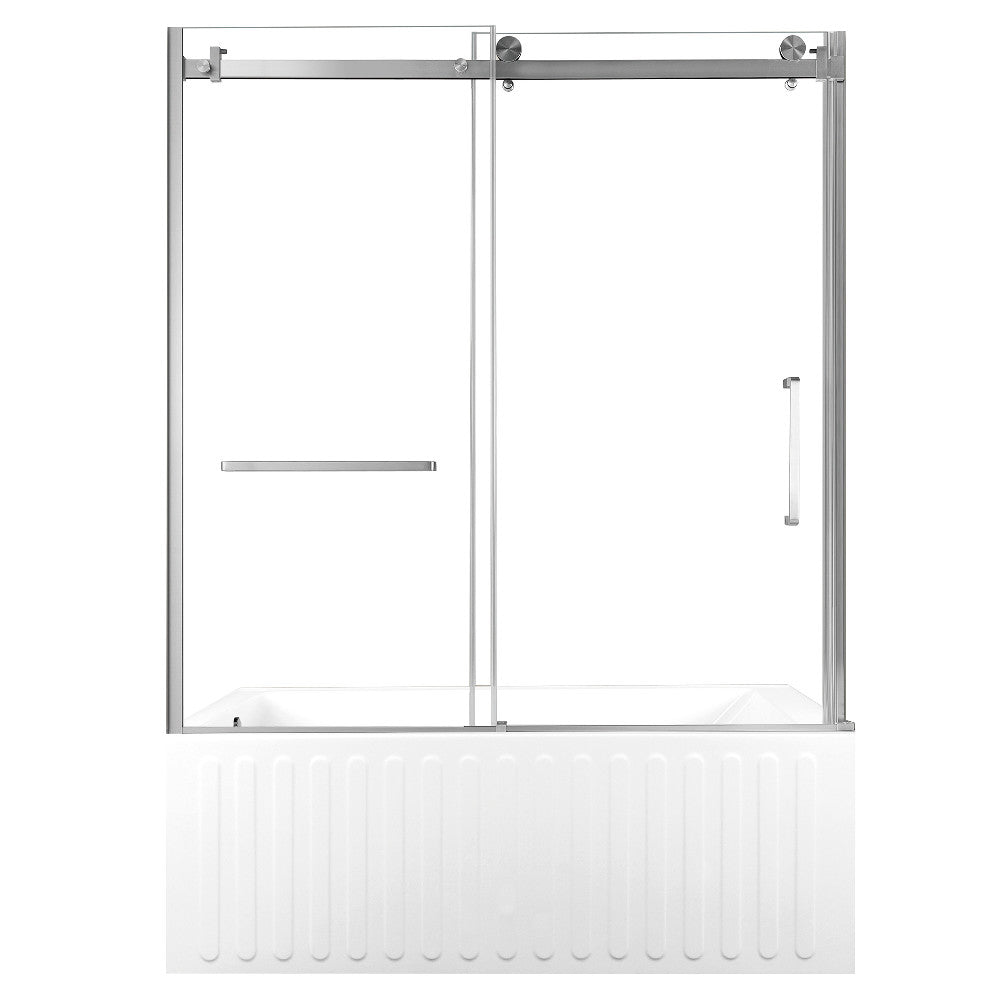 Kingston Brass KVTDE603121L8 60" Acrylic Rectangular 3-Wall Alcove Tub Combo with Tub Door (Left Hand Drain), White/Brushed Nickel