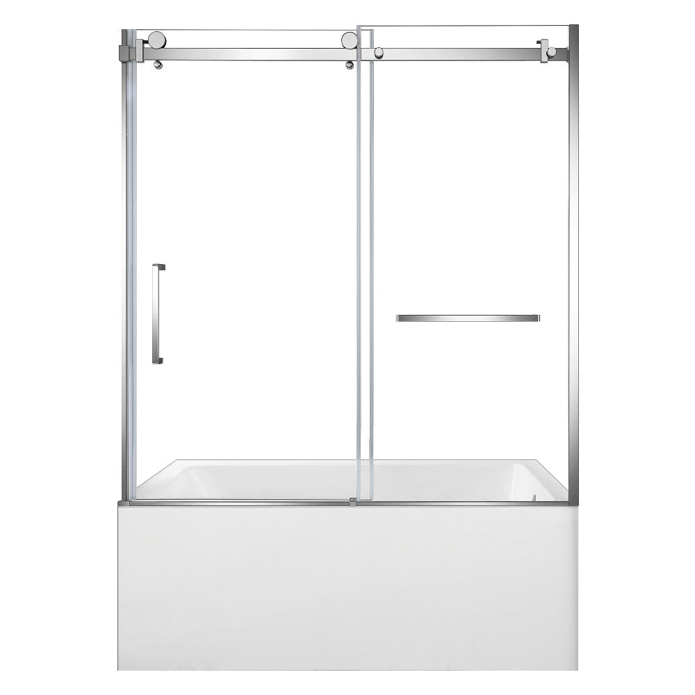 Kingston Brass KVTAP6032R22C1 60" Acrylic Rectangular 3-Wall Anti-Skid Alcove Tub Combo with Tub Door (Right Hand Drain), White/Polished Chrome