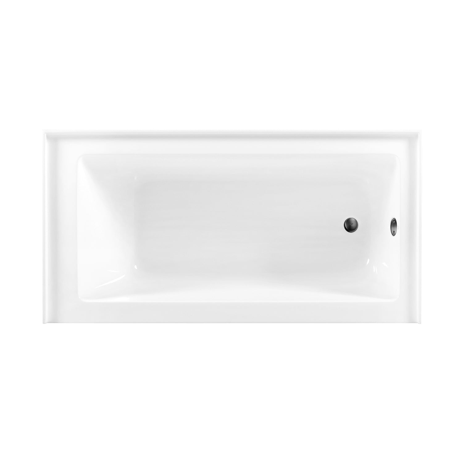 Aqua Eden CVTDE603122R0 60" Acrylic Rectangular 3-Wall Alcove Tub Combo with Waste and Overflow Drain (Right Hand Drain), Glossy White/Matte Black