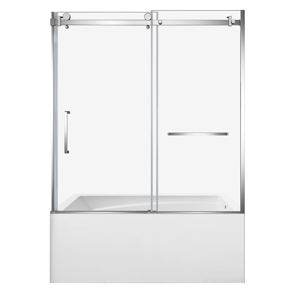 Kingston Brass KVTAM6032R22D1 60" Acrylic Rectangular 3-Wall Anti-Skid Alcove Tub Combo with Tub Door (Right Hand Drain), White/Polished Chrome
