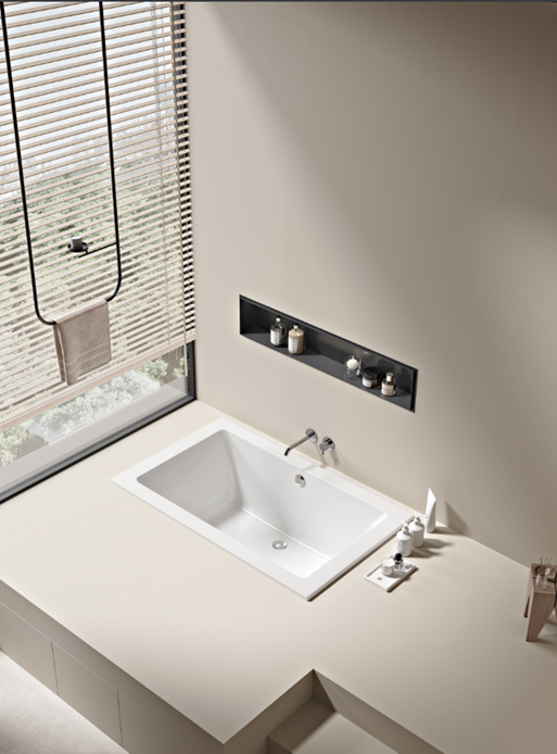 Aqua Eden VTPN593619C 59" Acrylic Rectangular Drop-In Tub with Reversible Drain, Glossy White