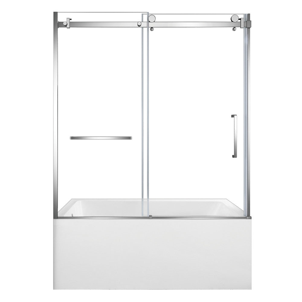 Kingston Brass KVTAP603222L1 60" Acrylic Rectangular 3-Wall Alcove Tub Combo with Tub Door (Left Hand Drain), White/Polished Chrome