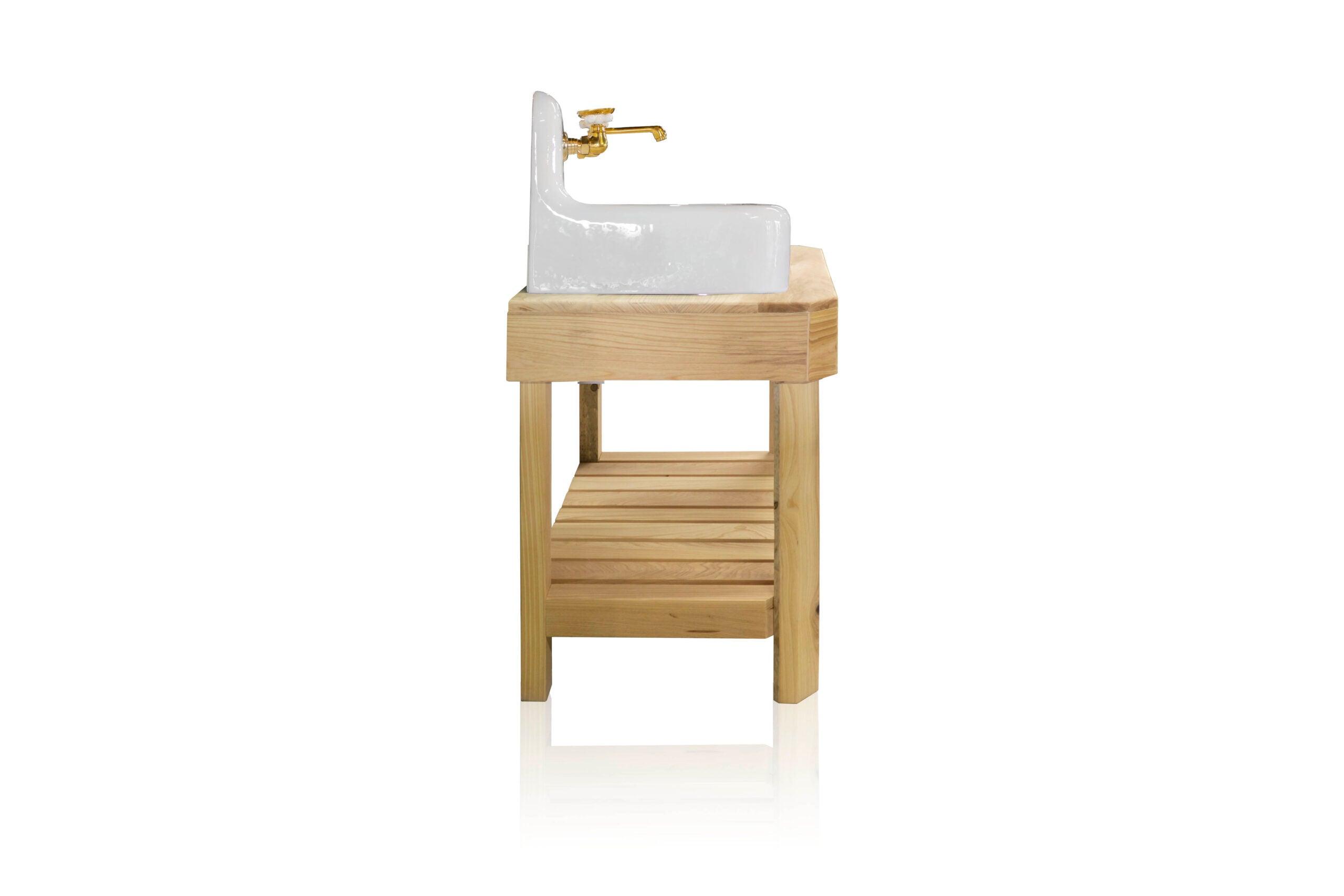 WatermarkFixtures Louisiana Cypress 27″ Single Bath Tensas Vanity Open Shelf Single Bath Console High Back Apron Sink - Bathroom Design Center