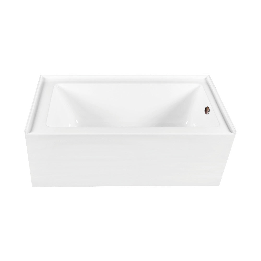 Aqua Eden CVTDE603122R5 66" Acrylic Rectangular 3-Wall Alcove Tub Combo with Waste and Overflow Drain (Right Hand Drain), Glossy White/Oil Rubbed Bronze