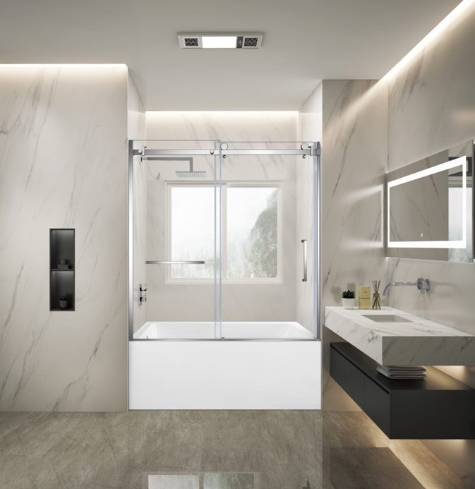 Kingston Brass KVTAP603622L1 60" Acrylic Rectangular 3-Wall Alcove Tub Combo with Tub Door (Left Hand Drain), White/Polished Chrome