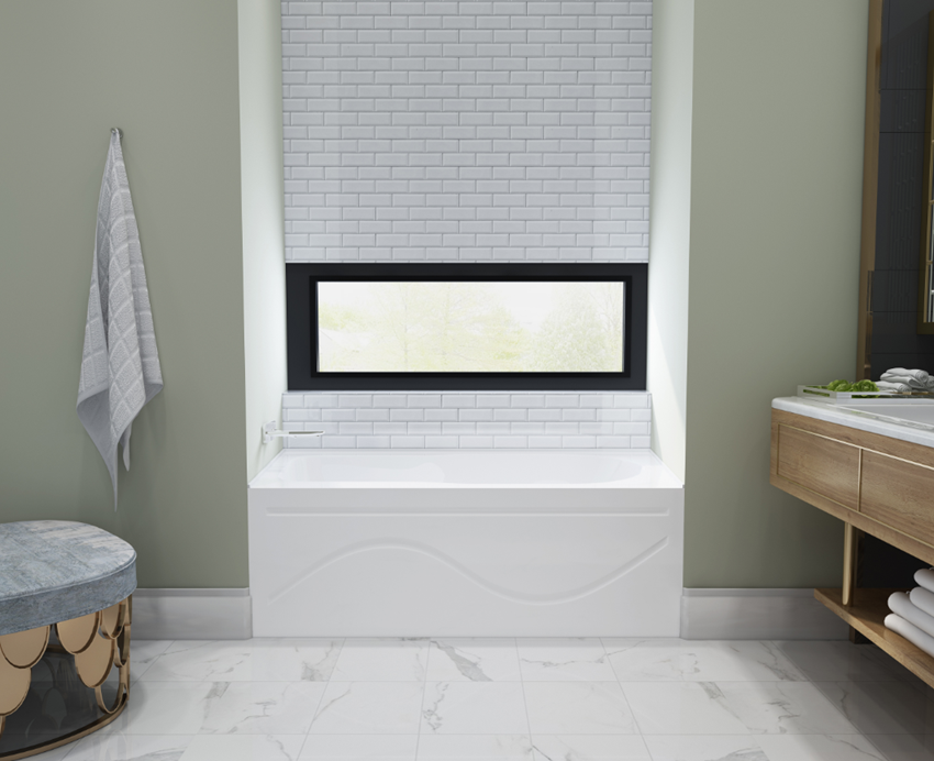 Aqua Eden VTAP603022L 60" Acrylic Rectangular 3-Wall Alcove Tub with Anti Skid and Left Hand Drain Hole, Glossy White