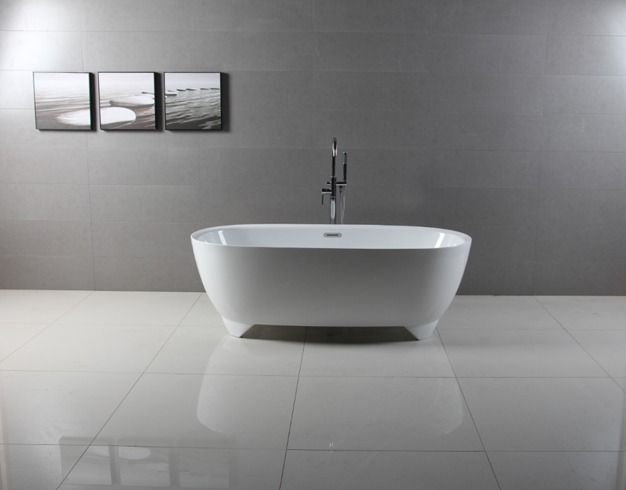 Kingston Brass VTDE673123S 67" Acrylic Oval Double Ended Freestanding Tub with Drain, Glossy White