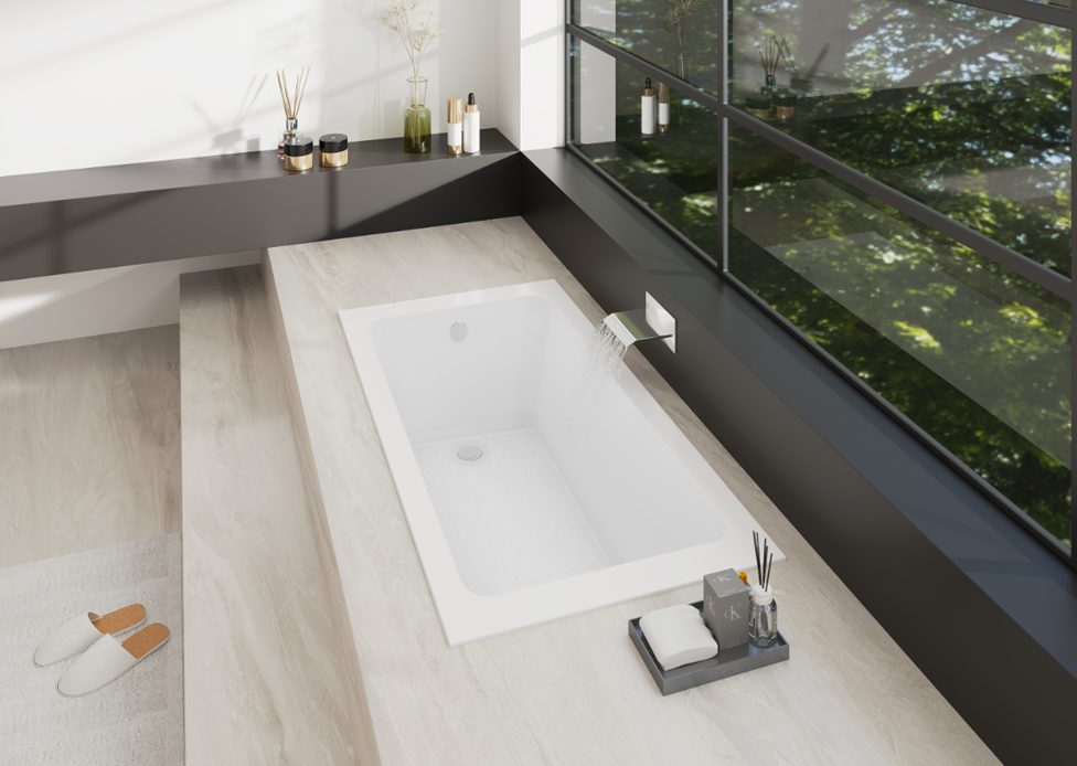 Kingston Brass VTPN673419T 67" Acrylic Rectangular Drop-In Tub with Anti-Skid Surface, Glossy White
