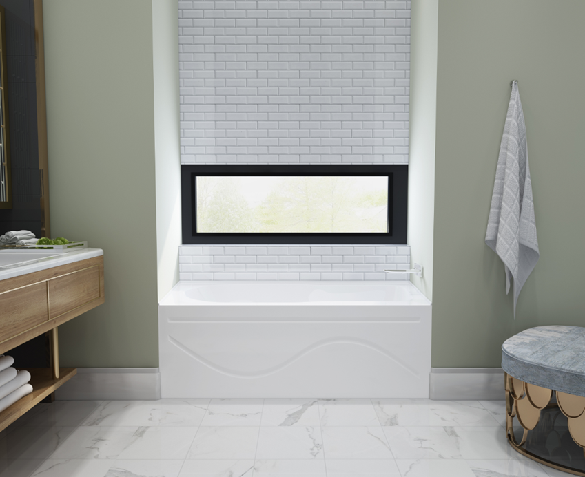Aqua Eden VTAP603022R 60" Acrylic Rectangular 3-Wall Alcove Tub with Anti Skid and Right Hand Drain Hole, Glossy White