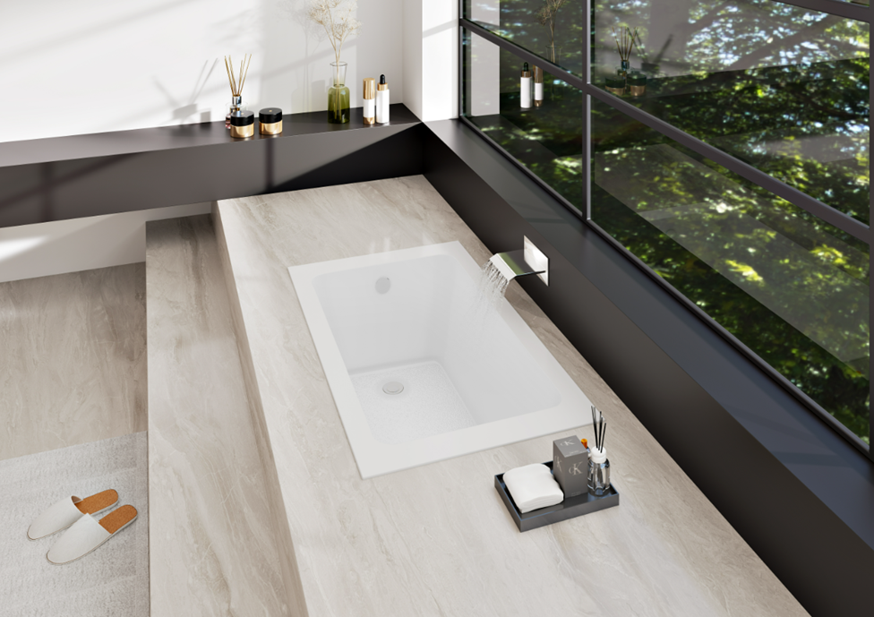 Kingston Brass VTPN543219T 54" Acrylic Rectangular Drop-In Tub with Anti-Skid Surface, Glossy White