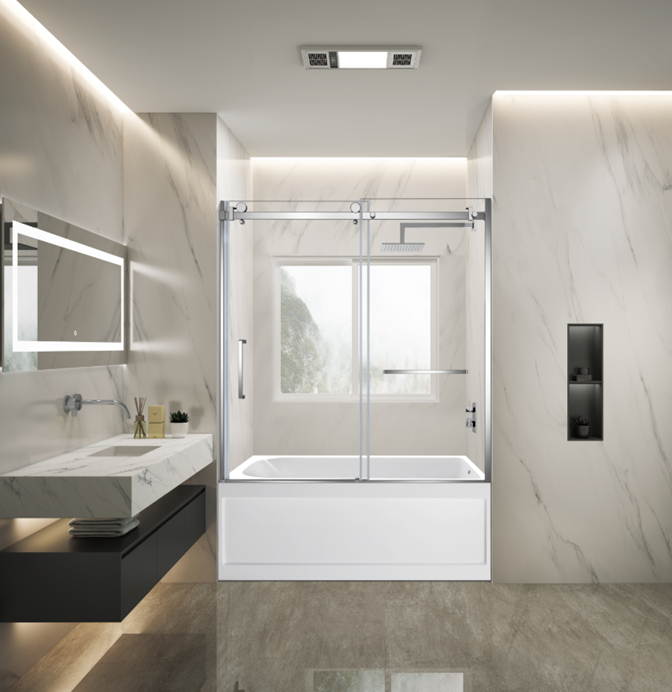 Kingston Brass KVTAP6032R21A1 60" Acrylic Rectangular 3-Wall Anti-Skid Alcove Tub Combo with Tub Door (Right Hand Drain), White/Polished Chrome