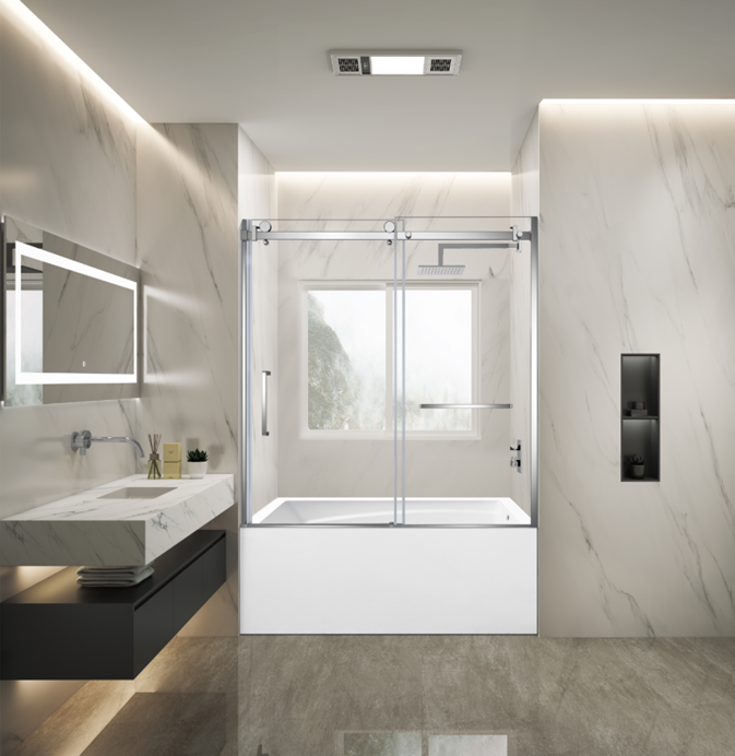 Kingston Brass KVTAM6032R22D1 60" Acrylic Rectangular 3-Wall Anti-Skid Alcove Tub Combo with Tub Door (Right Hand Drain), White/Polished Chrome