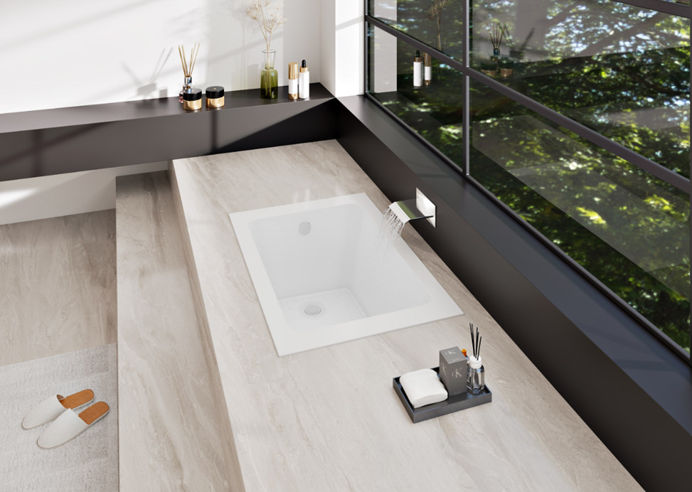 Kingston Brass VTPN483219T 48" Acrylic Rectangular Drop-In Tub with Anti-Skid Surface, Glossy White
