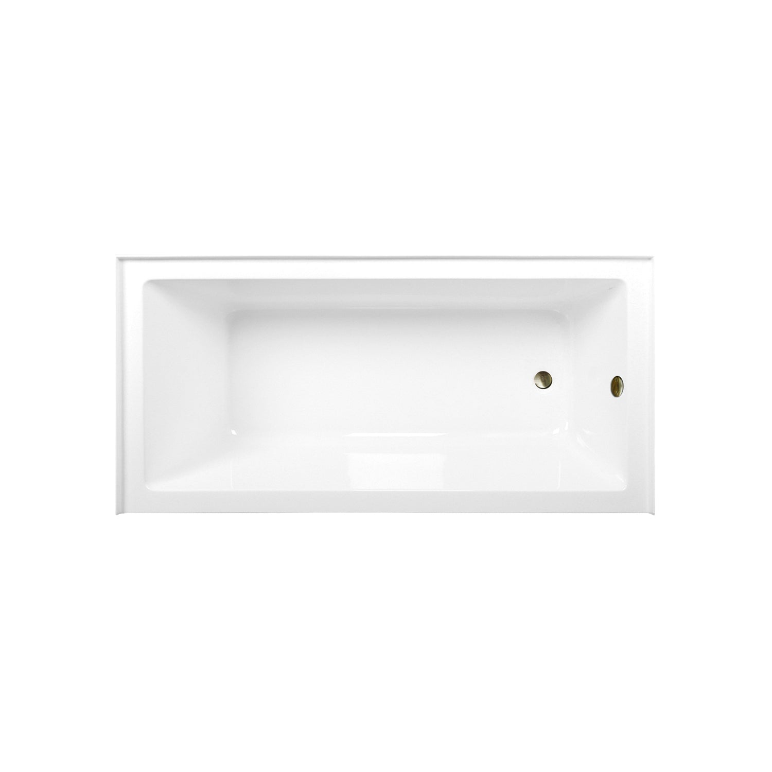 Aqua Eden CVTAP663222R3 66" Acrylic Rectangular 3-Wall Alcove Tub Combo with Waste and Overflow Drain (Right Hand Drain), Glossy White/Antique Brass