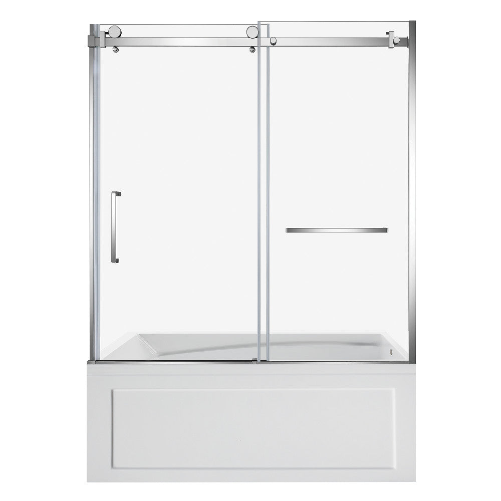 Kingston Brass KVTAM6032R22B1 60" Acrylic Rectangular 3-Wall Anti-Skid Alcove Tub Combo with Tub Door (Right Hand Drain), White/Polished Chrome