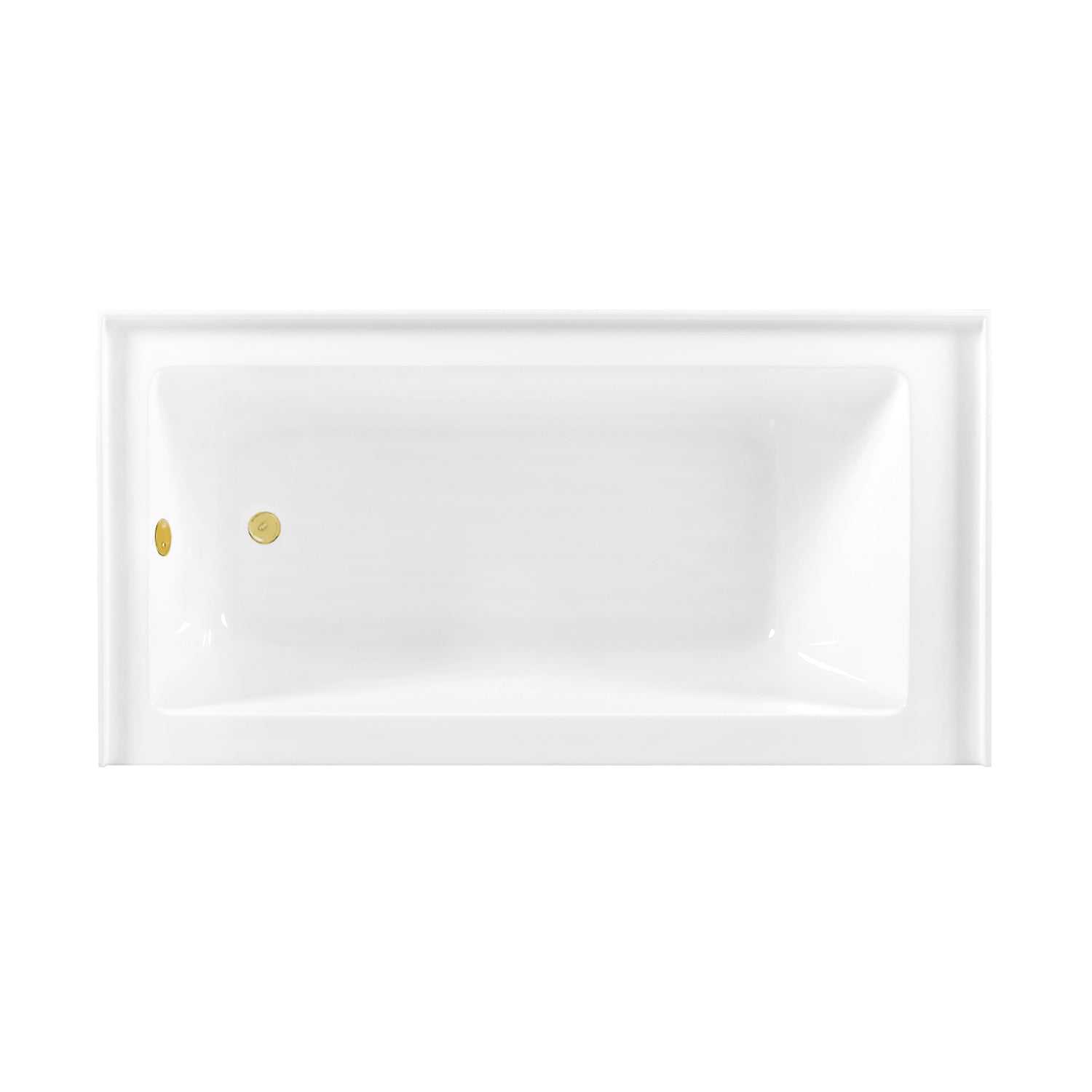 Aqua Eden CVTDE603122L2 60" Acrylic Rectangular 3-Wall Alcove Tub Combo with Waste and Overflow Drain (Left Hand Drain), Glossy White/Polished Brass