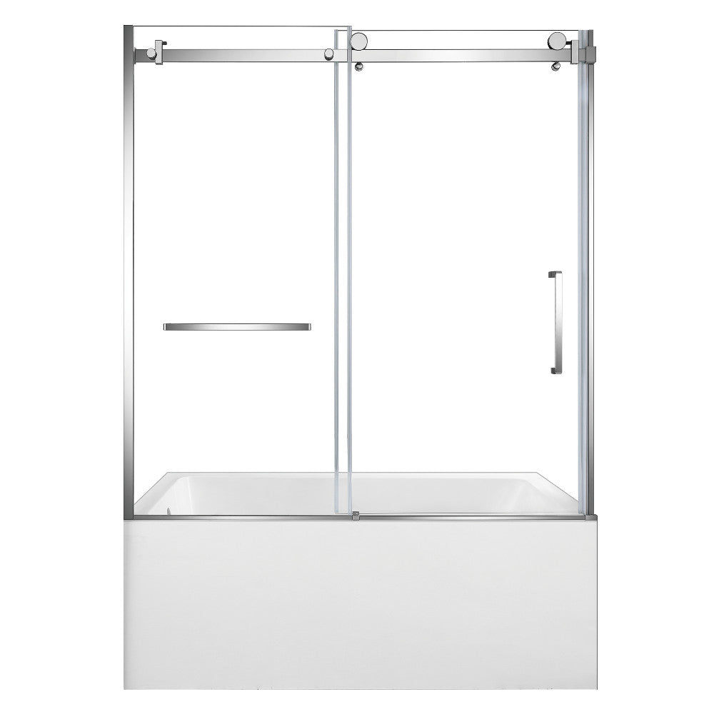 Kingston Brass KVTAP603622L1 60" Acrylic Rectangular 3-Wall Alcove Tub Combo with Tub Door (Left Hand Drain), White/Polished Chrome