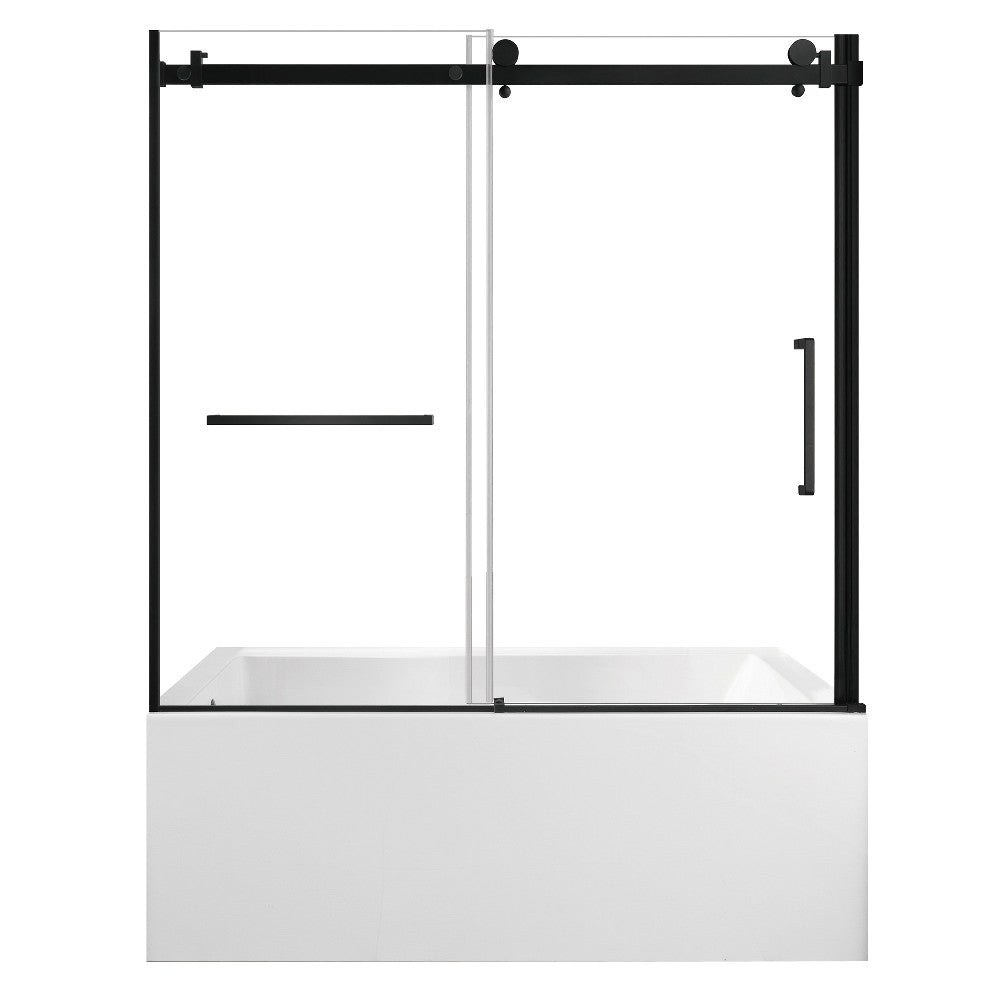 Kingston Brass KVTDE603122L0 60" Acrylic Rectangular 3-Wall Alcove Tub Combo with Tub Door (Left Hand Drain), White/Matte Black