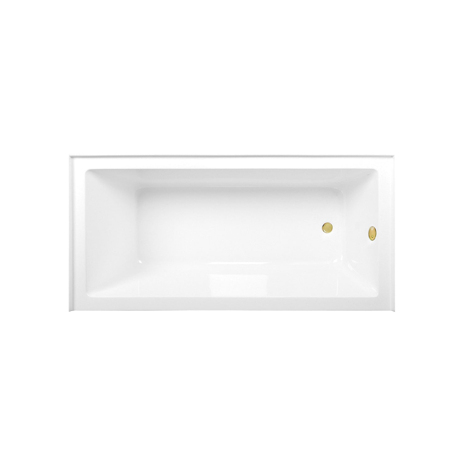 Aqua Eden CVTAP663222R2 66" Acrylic Rectangular 3-Wall Alcove Tub Combo with Waste and Overflow Drain (Right Hand Drain), Glossy White/Polished Brass