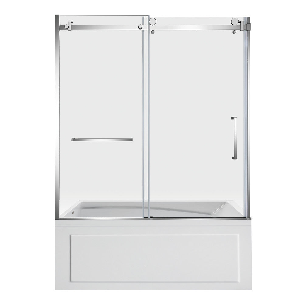 Kingston Brass KVTAM6032L22B1 60" Acrylic Rectangular 3-Wall Anti-Skid Alcove Tub Combo with Tub Door (Left Hand Drain), White/Polished Chrome