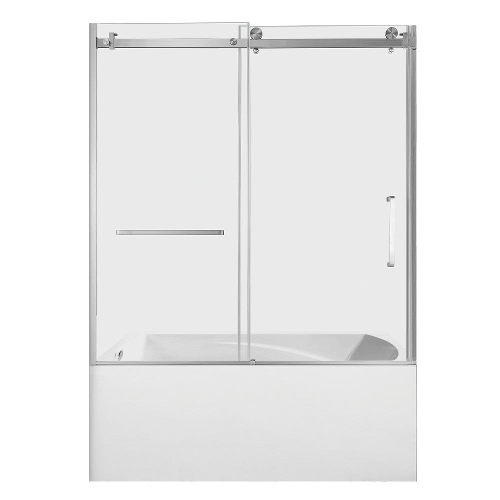 Kingston Brass KVTAM6032L218 60" Acrylic Rectangular 3-Wall Alcove Tub Combo with Tub Door (Left Hand Drain), White/Brushed Nickel