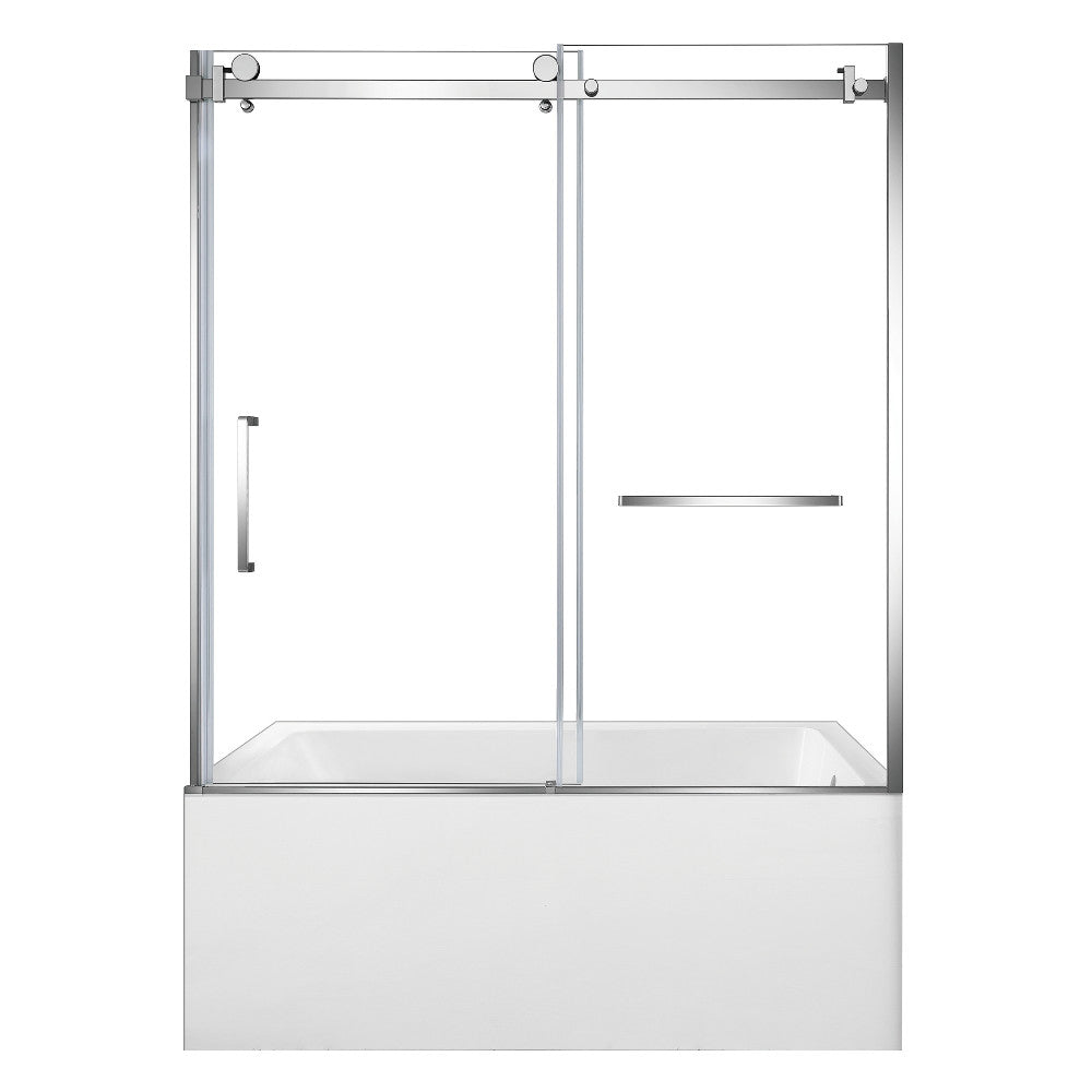 Kingston Brass KVTAP6031R22T1 60" Acrylic Rectangular 3-Wall Anti-Skid Alcove Tub Combo with Tub Door (Right Hand Drain), White/Polished Chrome
