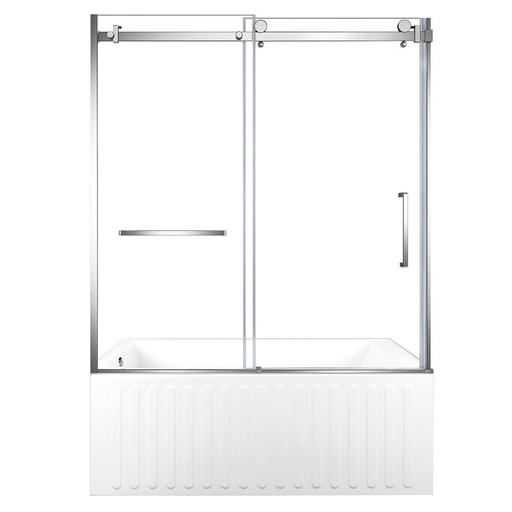 Kingston Brass KVTDE603121L1 60" Acrylic Rectangular 3-Wall Alcove Tub Combo with Tub Door (Left Hand Drain), White/Polished Chrome