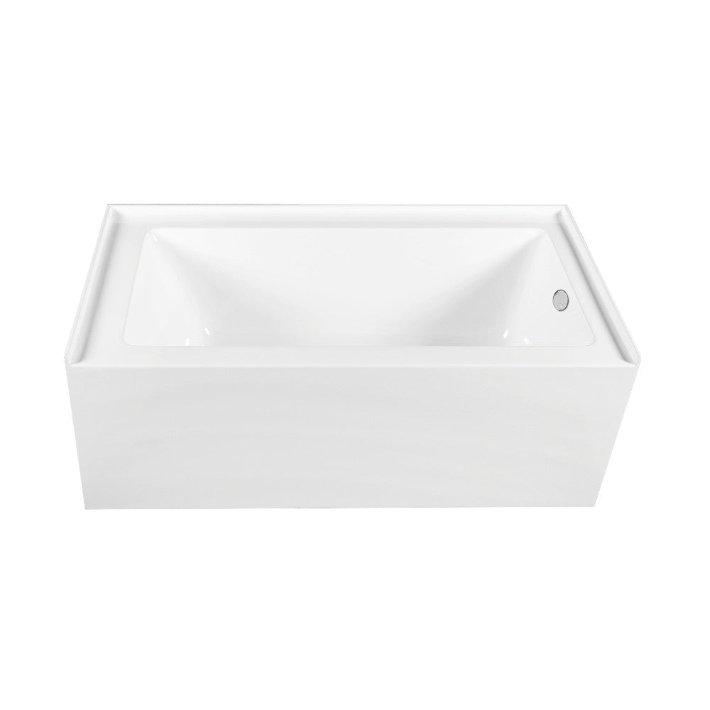Aqua Eden CVTDE603122R1 60" Acrylic Rectangular 3-Wall Alcove Tub Combo with Waste and Overflow Drain (Right Hand Drain), Glossy White/Polished Chrome