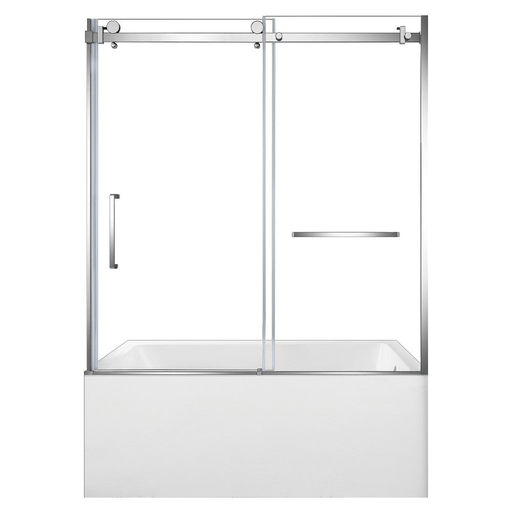 Kingston Brass KVTDE603122R1 60" Acrylic Rectangular 3-Wall Alcove Tub Combo with Tub Door (Right Hand Drain), White/Polished Chrome