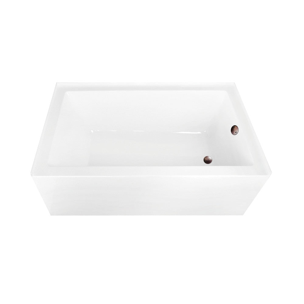 Aqua Eden CVTAP603622R5 60" Acrylic Rectangular 3-Wall Alcove Tub Combo with Waste and Overflow Drain (Right Hand Drain), Glossy White/Oil Rubbed Bronze