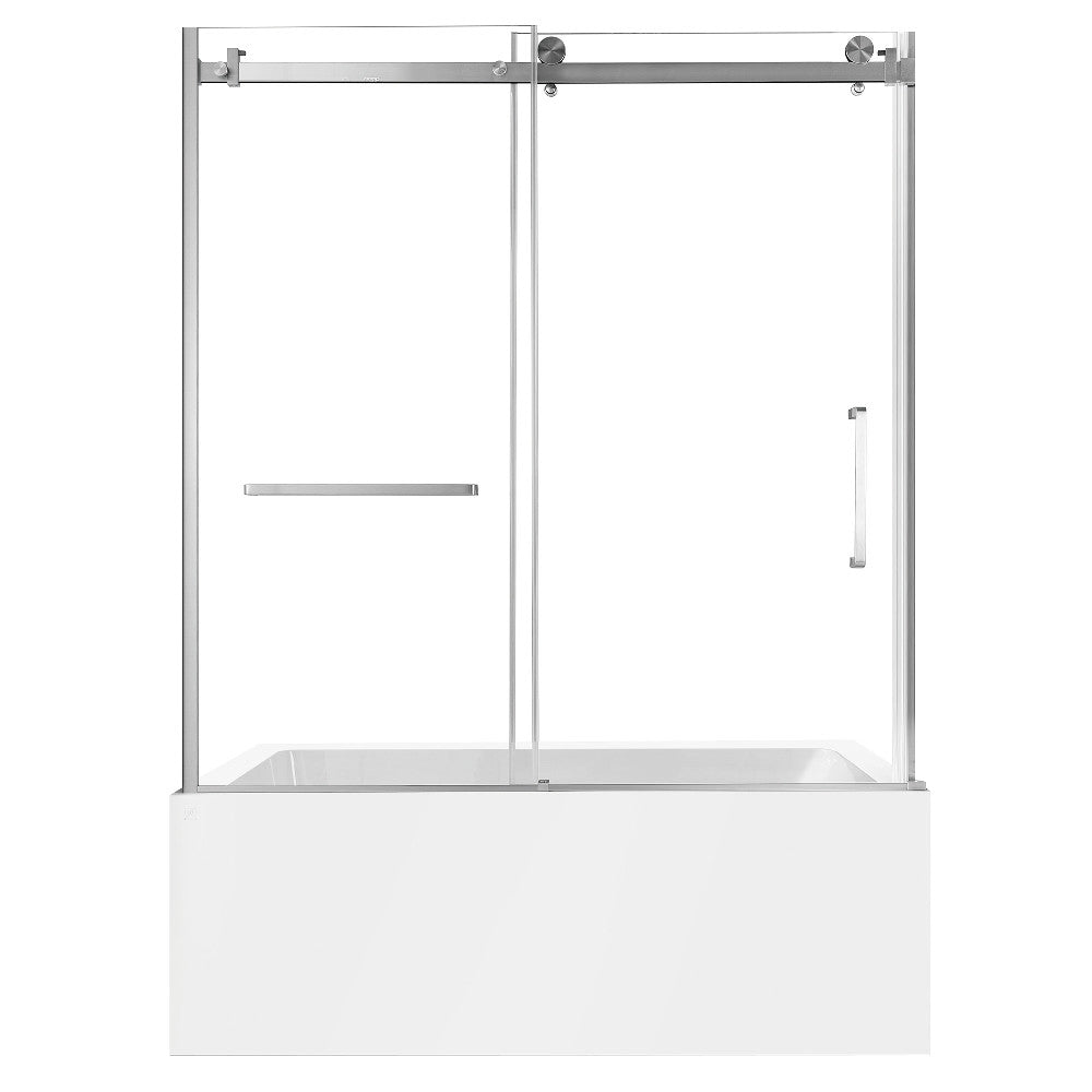 Kingston Brass KVTAP603622L8 60" Acrylic Rectangular 3-Wall Alcove Tub Combo with Tub Door (Left Hand Drain), White/Brushed Nickel