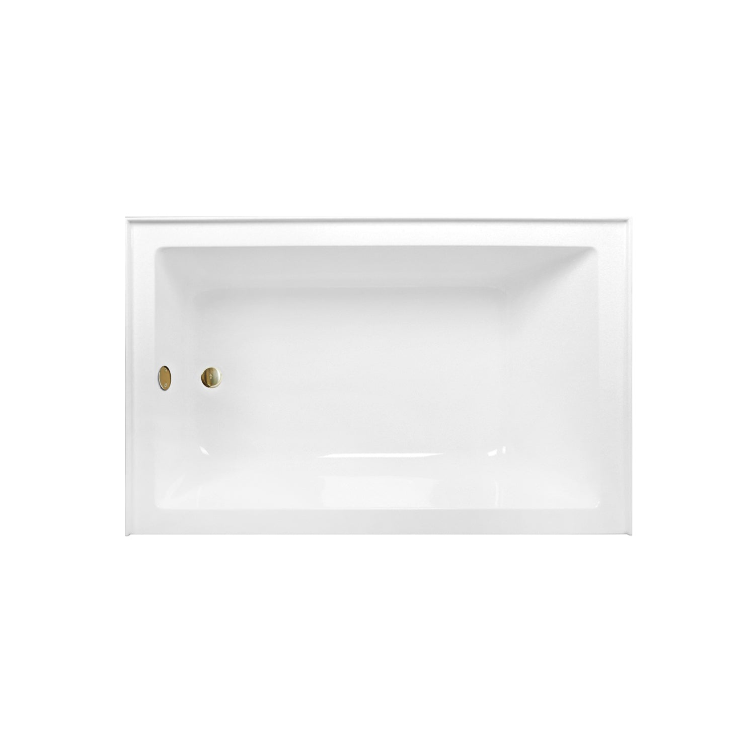 Aqua Eden CVTAP603622L7 60" Acrylic Rectangular 3-Wall Alcove Tub Combo with Waste and Overflow Drain (Left Hand Drain), Glossy White/Brushed Brass