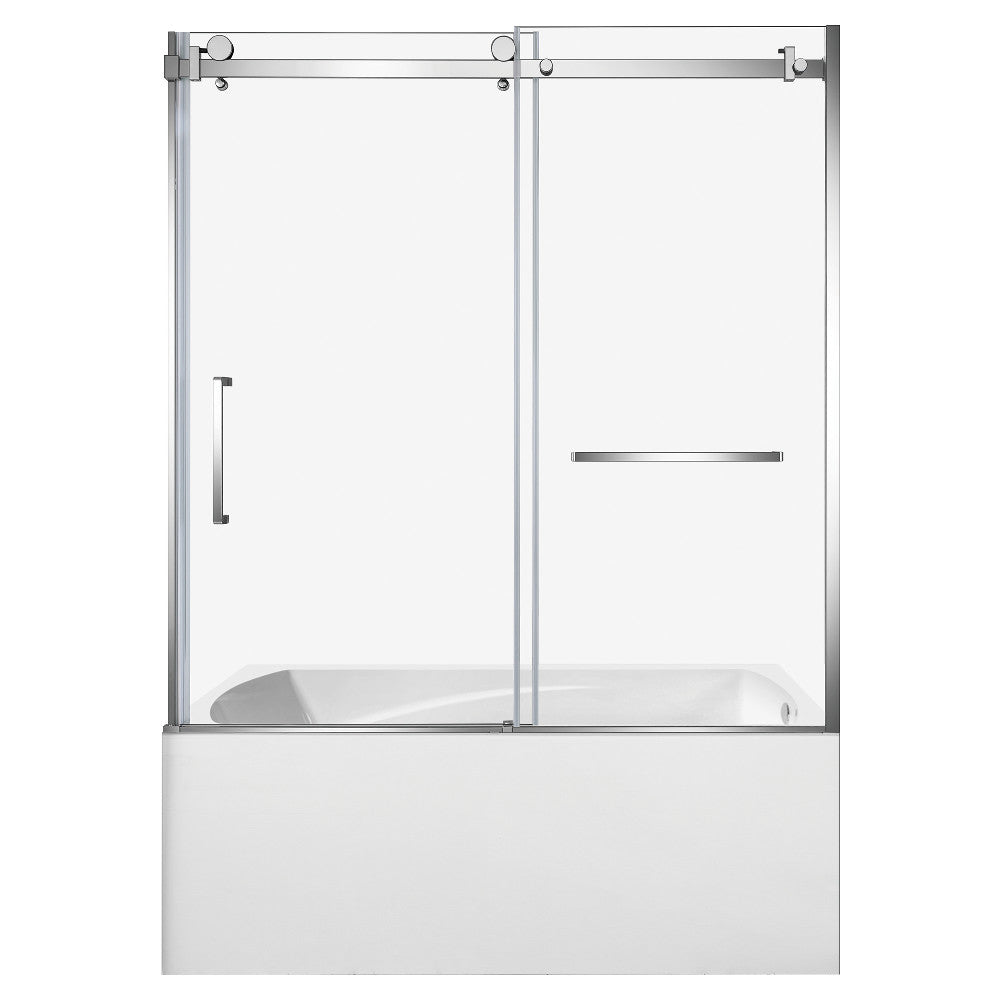 Kingston Brass KVTAM6032R211 60" Acrylic Rectangular 3-Wall Alcove Tub Combo with Tub Door (Right Hand Drain), White/Polished Chrome