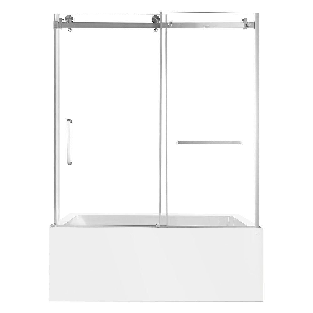 Kingston Brass KVTAP6031R22T8 60" Acrylic Rectangular 3-Wall Anti-Skid Alcove Tub Combo with Tub Door (Right Hand Drain), White/Brushed Nickel