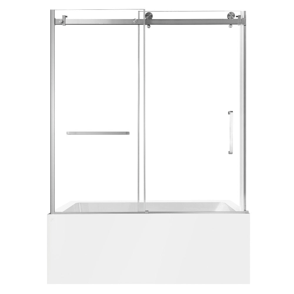 Kingston Brass KVTDE603122L8 60" Acrylic Rectangular 3-Wall Alcove Tub Combo with Tub Door (Left Hand Drain), White/Brushed Nickel