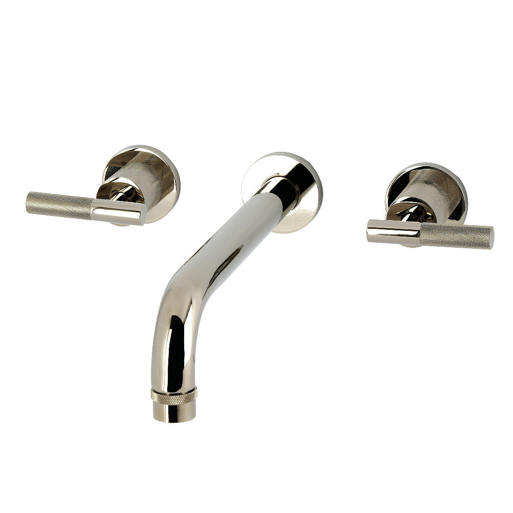 Kingston Brass KS8026KNL Convergent Two-Handle Wall Mount Roman Tub Faucet with Knurled Handle, Polished Nickel