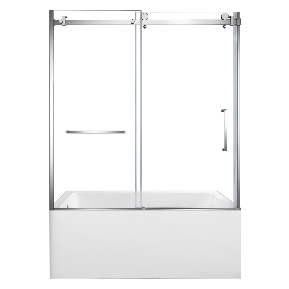 Kingston Brass KVTAP6031L22T1 60" Acrylic Rectangular 3-Wall Anti-Skid Alcove Tub Combo with Tub Door (Left Hand Drain), White/Polished Chrome