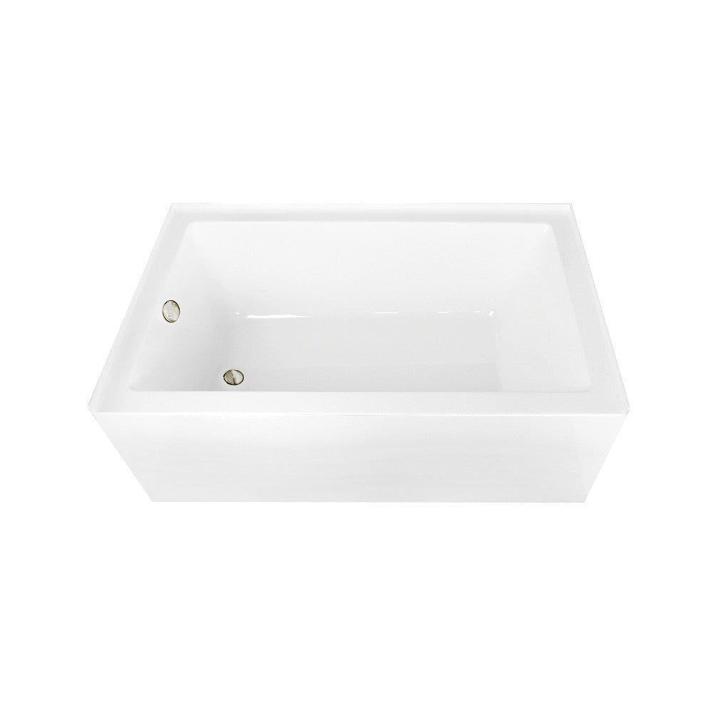 Aqua Eden CVTAP603622L6 60" Acrylic Rectangular 3-Wall Alcove Tub Combo with Waste and Overflow Drain (Left Hand Drain), Glossy White/Polished Nickel