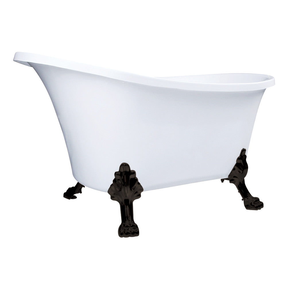 Aqua Eden VTND512824WAC0 51" Acrylic Oval Double Slipper Clawfoot Tub (No Faucet Drillings), Glossy White/Matte Black