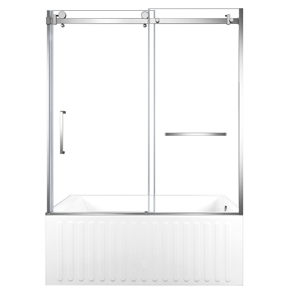 Kingston Brass KVTDE603121R1 60" Acrylic Rectangular 3-Wall Alcove Tub Combo with Tub Door (Right Hand Drain), White/Polished Chrome
