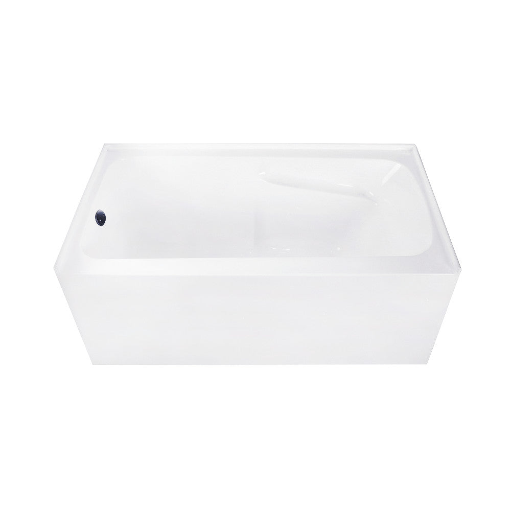 Aqua Eden CVTAP543023L0 54" Acrylic Rectangular 3-Wall Alcove Tub Combo with Armrests and Waste and Overflow Drain (Left Hand Drain), Glossy White/Matte Black
