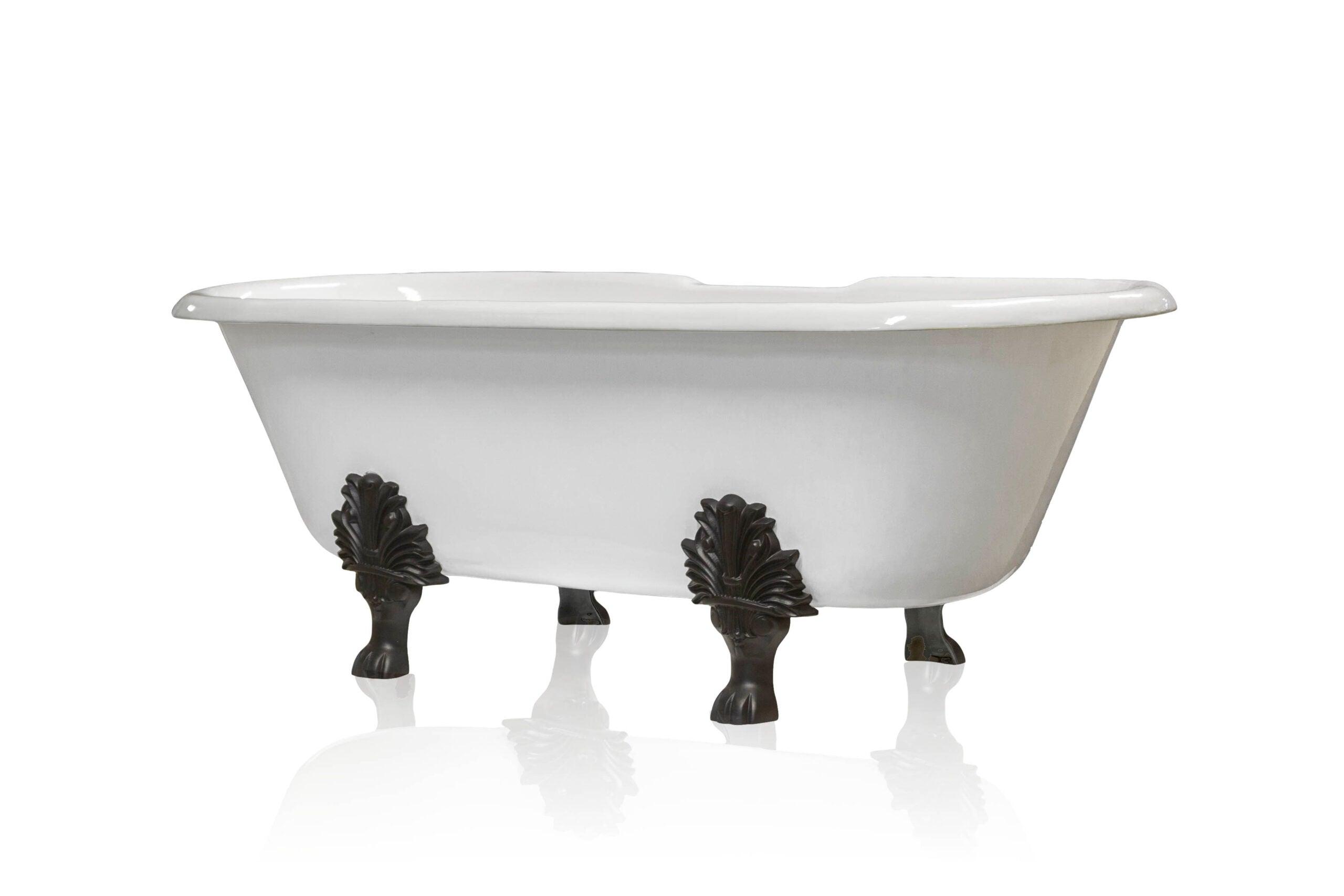WatermarkFixtures Color Block Double 72″ Glossy White & Matte Black Antique Inspired Cast Iron Concordia Clawfoot Bathtub - Bathroom Design Center
