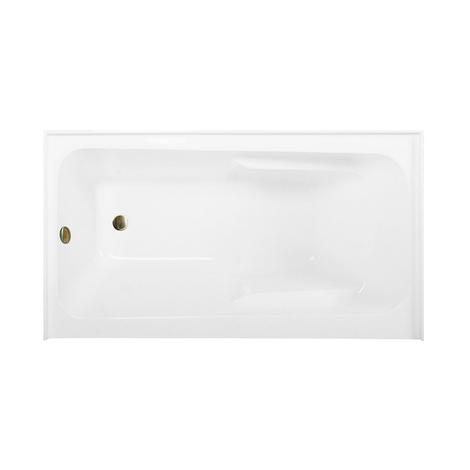 Aqua Eden CVTAP543023L7 54" Acrylic Rectangular 3-Wall Alcove Tub Combo with Armrests and Waste and Overflow Drain (Left Hand Drain), Glossy White/Brushed Brass