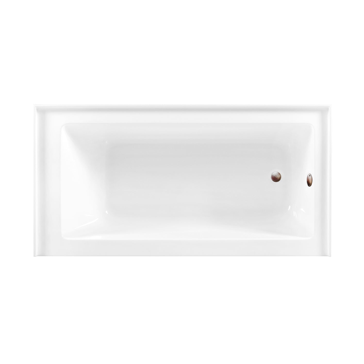 Aqua Eden CVTDE603122R5 66" Acrylic Rectangular 3-Wall Alcove Tub Combo with Waste and Overflow Drain (Right Hand Drain), Glossy White/Oil Rubbed Bronze