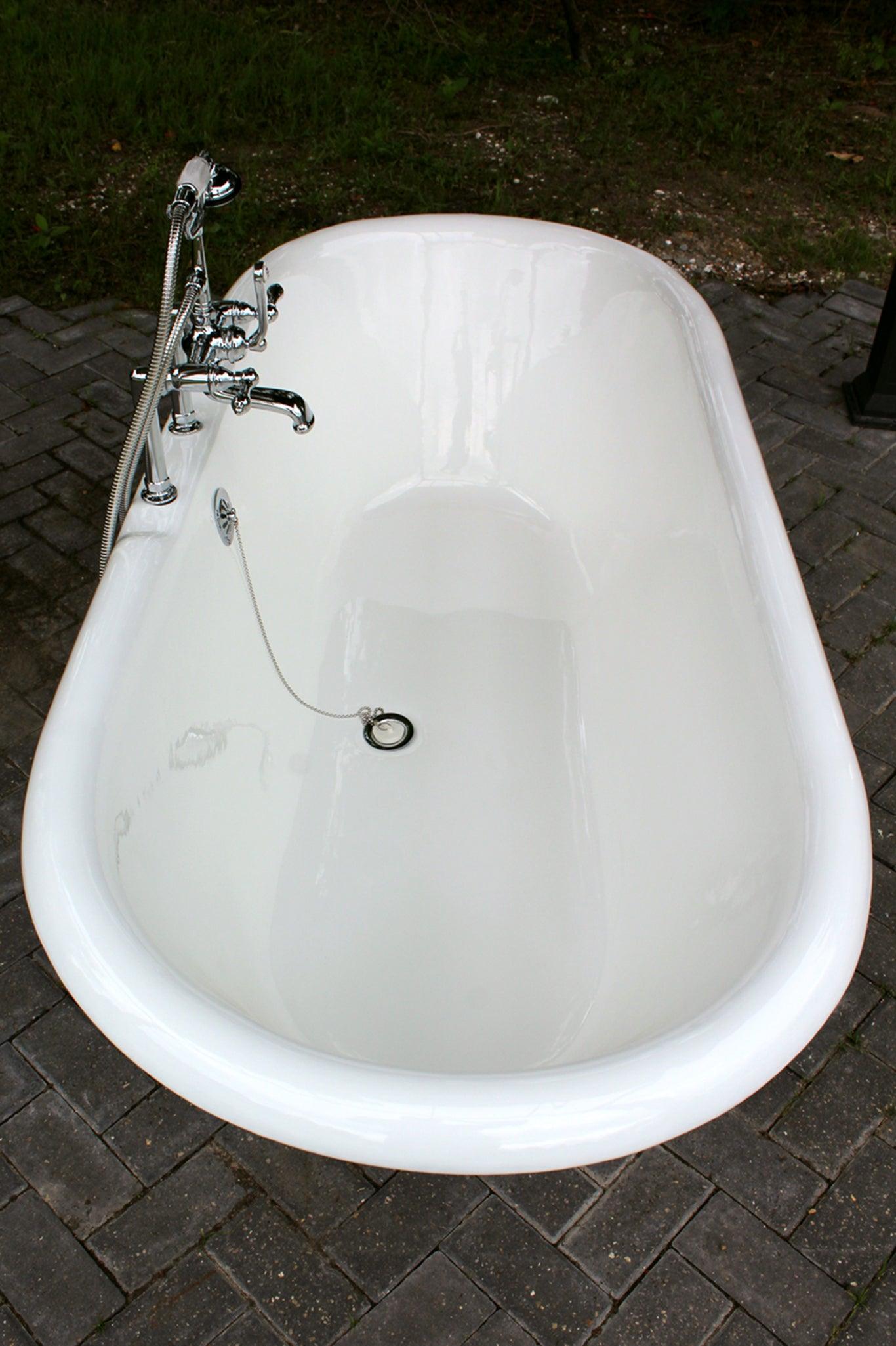 WatermarkFixtures Double Ended 72″ Antique Inspired Cast Iron Clawfoot Bathtub - Bright White - Bathroom Design Center