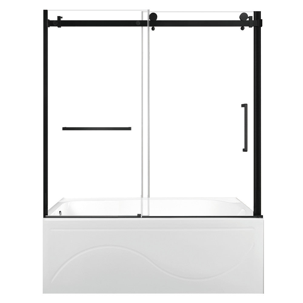 Kingston Brass KVTAP603216L0 60" Acrylic Rectangular 3-Wall Anti-Skid Alcove Tub Combo with Tub Door (Left Hand Drain), White/Matte Black