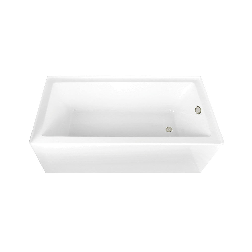 Aqua Eden CVTAP663222R6 66" Acrylic Rectangular 3-Wall Alcove Tub Combo with Waste and Overflow Drain (Right Hand Drain), Glossy White/Polished Nickel