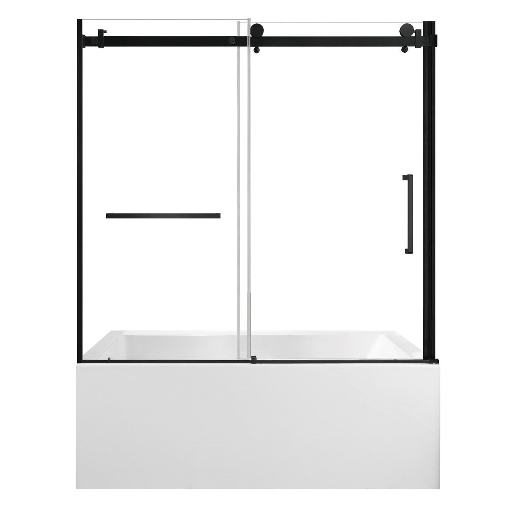 Kingston Brass KVTAP603622L0 60" Acrylic Rectangular 3-Wall Alcove Tub Combo with Tub Door (Left Hand Drain), White/Matte Black